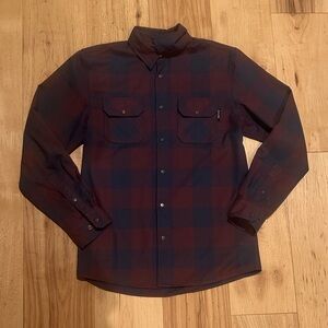 Flylow Plaid Shirt - Navy and Burgundy